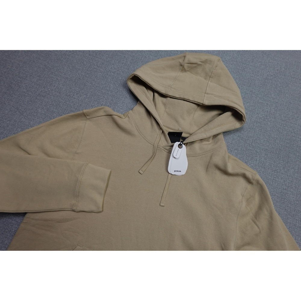 PrAna North County Hoodie Mens Medium Beige Pullover Organic Cotton Fleece NWT